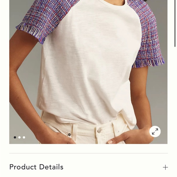 Anthropologie Tee with Fringed Sleeves. Never worn! - Picture 1 of 6